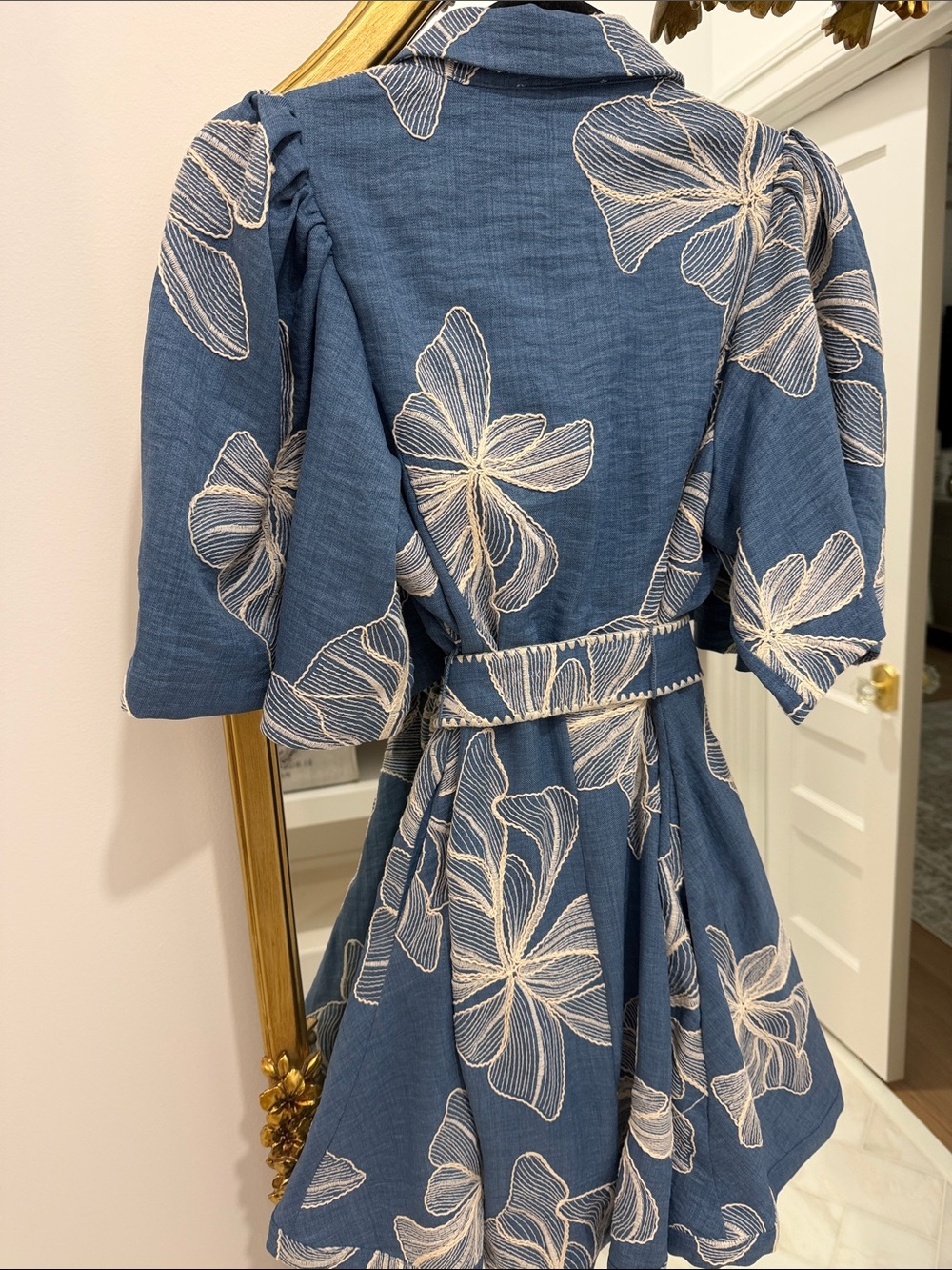 Hyacinth House Chambray and Ivory Embroidery Cindy Dress - Picture 4 of 5